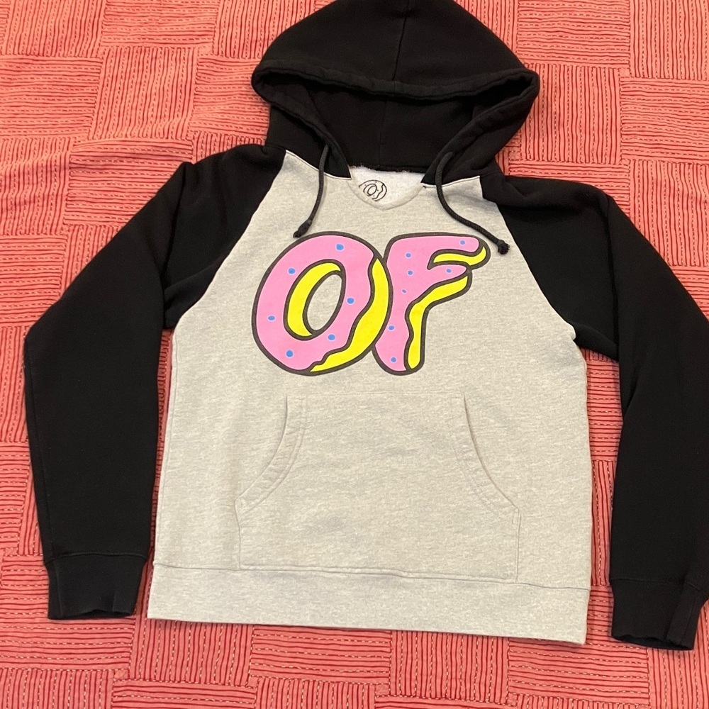 Odd Future large fitted Black and Gray Hoodie with Colorful donut Logo